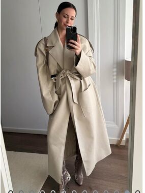 BAZILIKA Faux leather maxi trench coat